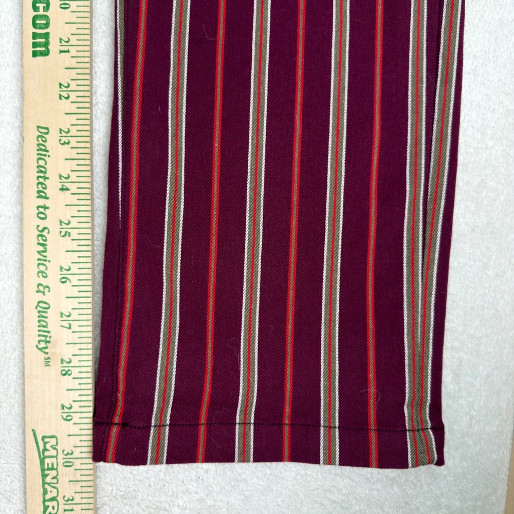 Brixton Striped Straight Leg Pants Burgundy Red Preppy 90s Y2K Size 26 Indie - Picture 6 of 10